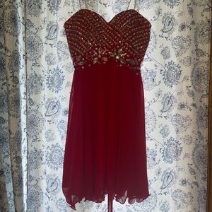 Strapless red homecoming dress